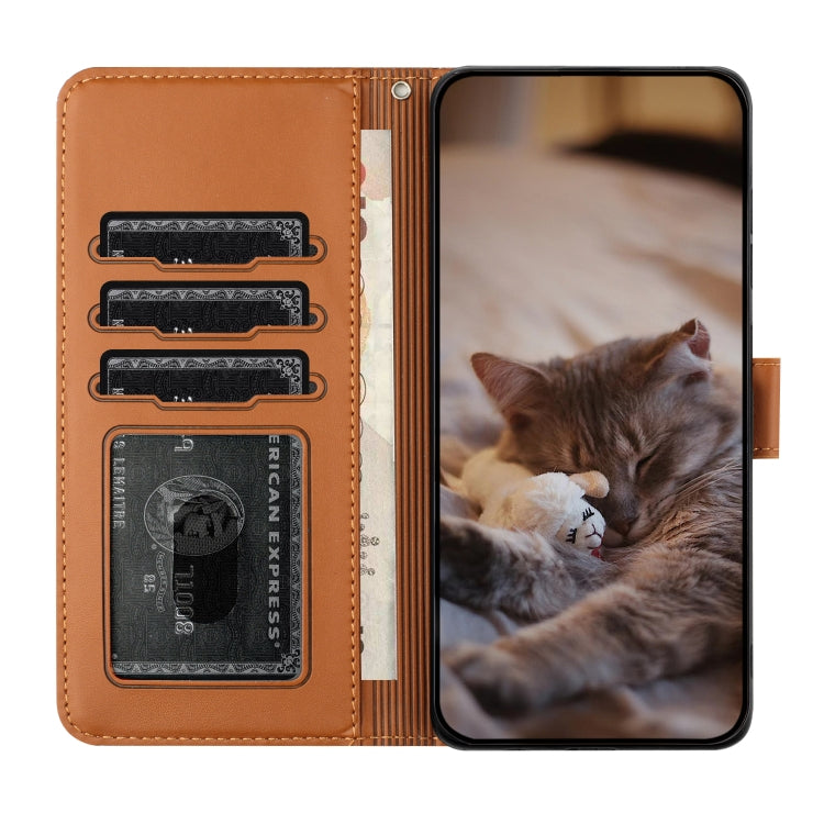 For iPhone 16 Pro Max Cat Embossing Pattern Leather Phone Case with Lanyard(Brown) - iPhone 16 Pro Max Cases by buy2fix | Online Shopping UK | buy2fix