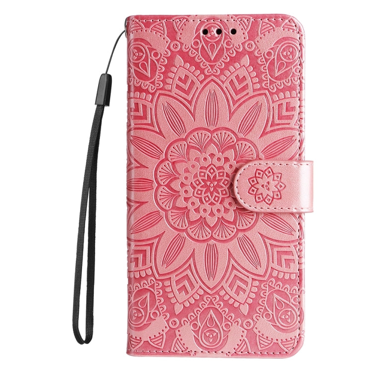 For iPhone 16 Pro Embossed Sunflower Leather Phone Case(Pink) - iPhone 16 Pro Cases by buy2fix | Online Shopping UK | buy2fix