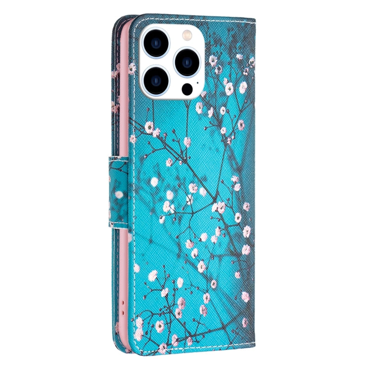 For iPhone 16 Pro Colored Drawing Pattern Leather Phone Case(Plum Blossom) - iPhone 16 Pro Cases by buy2fix | Online Shopping UK | buy2fix