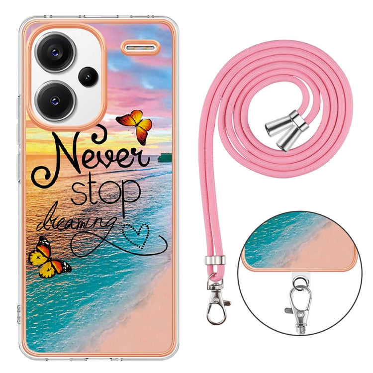 For Xiaomi Redmi Note 13 Pro+ 5G Electroplating IMD TPU Phone Case with Lanyard(Dream Butterfly) - Note 13 Pro+ Cases by buy2fix | Online Shopping UK | buy2fix