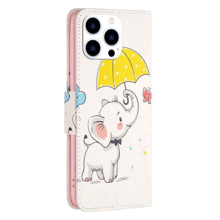 For iPhone 16 Pro Max Colored Drawing Pattern Flip Leather Phone Case(Umbrella Elephant) - iPhone 16 Pro Max Cases by buy2fix | Online Shopping UK | buy2fix