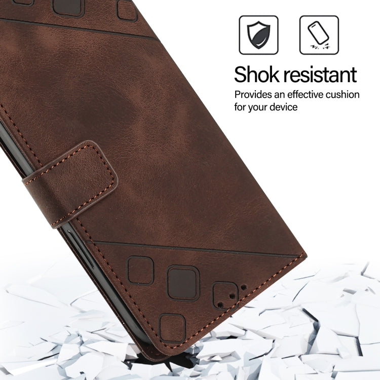 For iPhone SE 2024 Skin-feel Embossed Leather Phone Case(Brown) - More iPhone Cases by buy2fix | Online Shopping UK | buy2fix