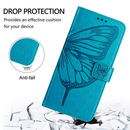 For iPhone SE 2024 Embossed Butterfly Leather Phone Case(Blue) - More iPhone Cases by buy2fix | Online Shopping UK | buy2fix