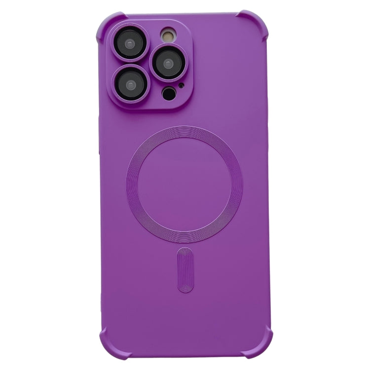 For iPhone 13 Pro Four-corner Shockproof Skin Feel MagSafe Magnetic Phone Case(Purple) - iPhone 13 Pro Cases by buy2fix | Online Shopping UK | buy2fix