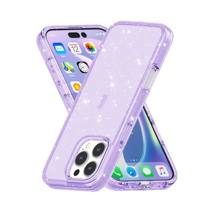 For iPhone 16 Pro Max Shockproof Terminator Glitter Powder Phone Case(Purple) - iPhone 16 Pro Max Cases by buy2fix | Online Shopping UK | buy2fix