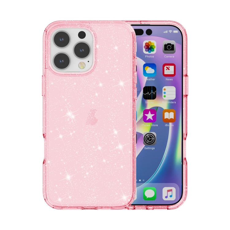 For iPhone 16 Pro Shockproof Terminator Glitter Powder Phone Case(Pink) - iPhone 16 Pro Cases by buy2fix | Online Shopping UK | buy2fix