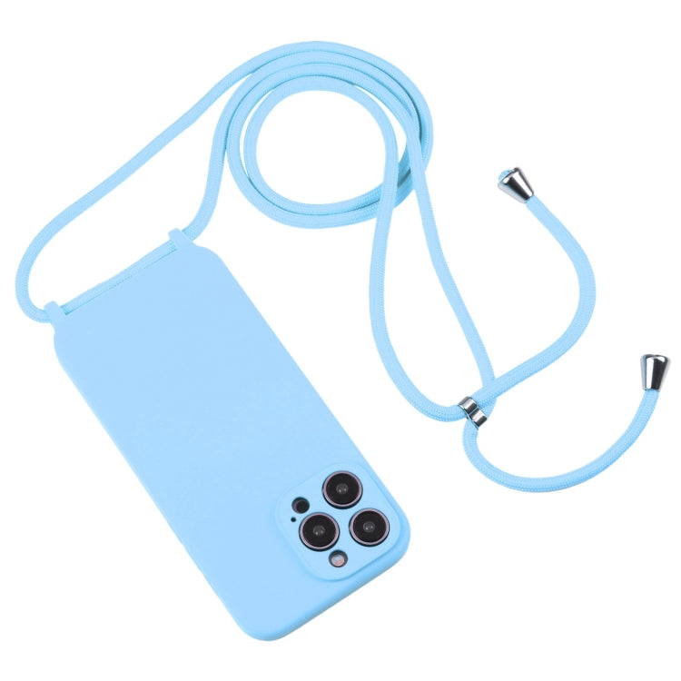 For iPhone 16 Pro Crossbody Lanyard Liquid Silicone Case(Blue) - iPhone 16 Pro Cases by buy2fix | Online Shopping UK | buy2fix