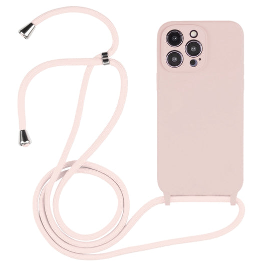 For iPhone 16 Pro Max Crossbody Lanyard Liquid Silicone Case(Sand Pink) - iPhone 16 Pro Max Cases by buy2fix | Online Shopping UK | buy2fix