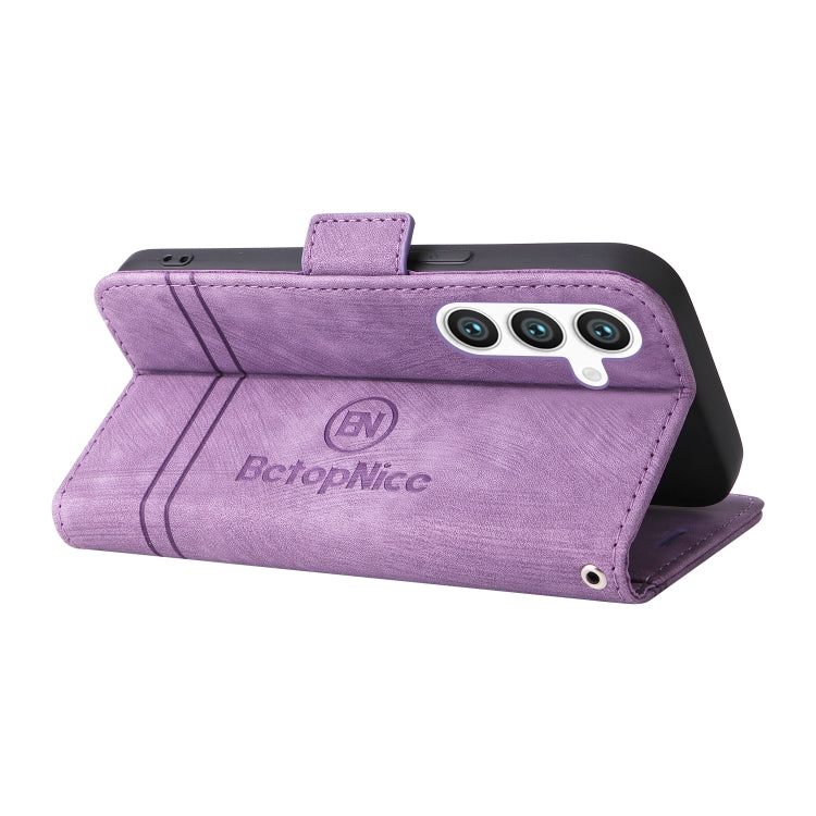 For Samsung Galaxy S24 BETOPNICE Dual-side Buckle Leather Phone Case(Purple) - Galaxy Phone Cases by BETOPNICE | Online Shopping UK | buy2fix