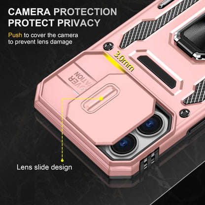 For iPhone 16 Armor PC + TPU Camera Shield Phone Case(Rose Gold) - iPhone 16 Cases by buy2fix | Online Shopping UK | buy2fix