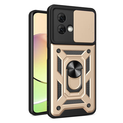 For Motorola Moto G84 Sliding Camera Cover Design TPU Hybrid PC Phone Case(Gold) - Motorola Cases by buy2fix | Online Shopping UK | buy2fix