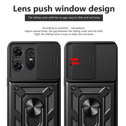For Motorola Edge 50 Pro Global Sliding Camera Cover Design TPU Hybrid PC Phone Case(Gold) - Motorola Cases by buy2fix | Online Shopping UK | buy2fix