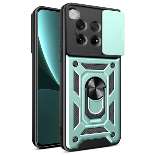 For OnePlus 12 5G Global Sliding Camera Cover Design TPU Hybrid PC Phone Case(Mint Green) - OnePlus Cases by buy2fix | Online Shopping UK | buy2fix