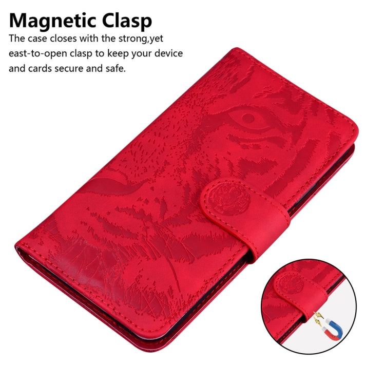 For Samsung Galaxy S24+ 5G Tiger Embossing Pattern Flip Leather Phone Case(Red) - Galaxy S24+ 5G Cases by buy2fix | Online Shopping UK | buy2fix