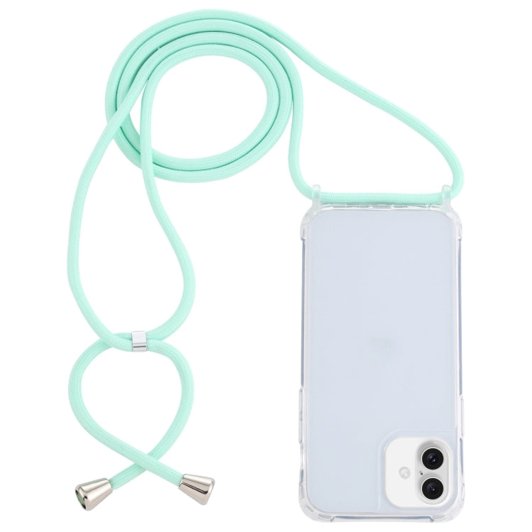 For iPhone 16 Transparent Acrylic Airbag Shockproof Phone Protective Case with Lanyard(Mint Green) - iPhone 16 Cases by buy2fix | Online Shopping UK | buy2fix