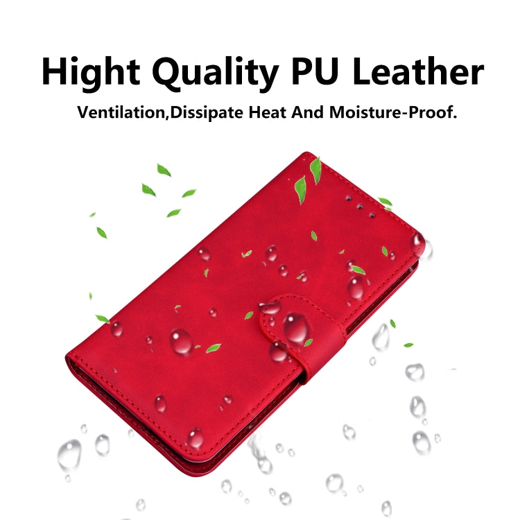 For iPhone 16 Plus Skin Feel Pure Color Flip Leather Phone Case(Red) - iPhone 16 Plus Cases by buy2fix | Online Shopping UK | buy2fix