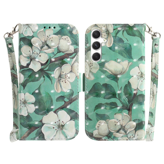 For Samsung Galaxy S24 5G 3D Colored Horizontal Flip Leather Phone Case(Watercolor Flower) - Galaxy S24 5G Cases by buy2fix | Online Shopping UK | buy2fix