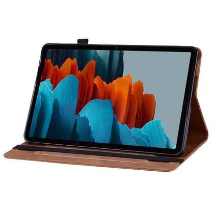 For Samsung Galaxy Tab S9+ Skin Feel Solid Color Zipper Leather Tablet Case(Brown) - Galaxy Tab S9+ Cases by buy2fix | Online Shopping UK | buy2fix