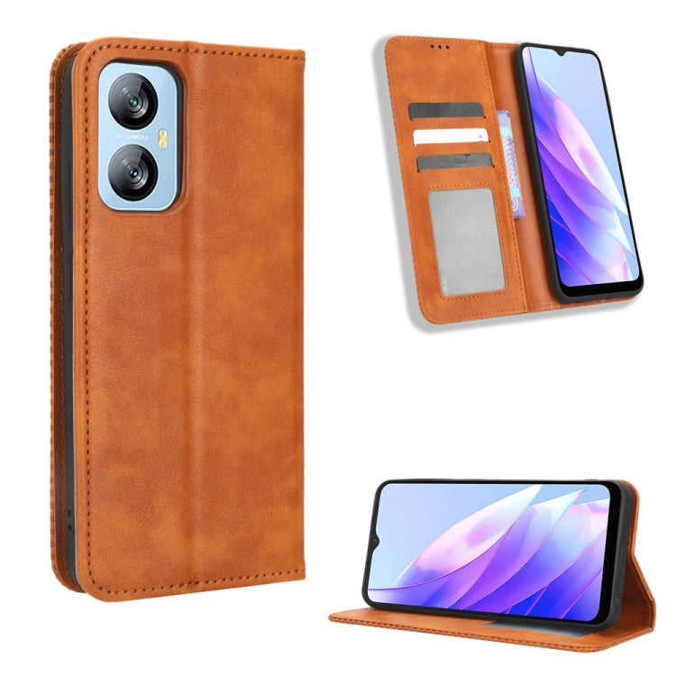 For Blackview A52 / A52 Pro Magnetic Buckle Retro Texture Leather Phone Case(Brown) - More Brand by buy2fix | Online Shopping UK | buy2fix