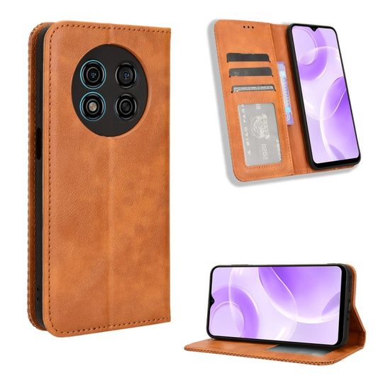 For Ulefone Note 15 Magnetic Buckle Retro Texture Leather Phone Case(Brown) - Ulefone Cases by buy2fix | Online Shopping UK | buy2fix