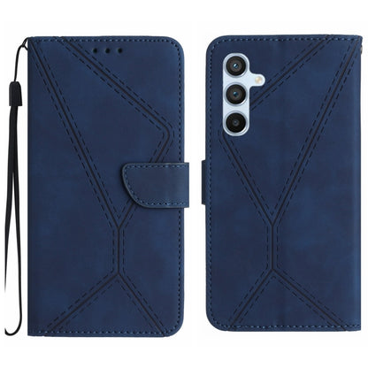 For Samsung Galaxy S24+ 5G Stitching Embossed Leather Phone Case(Blue) - Galaxy S24+ 5G Cases by buy2fix | Online Shopping UK | buy2fix