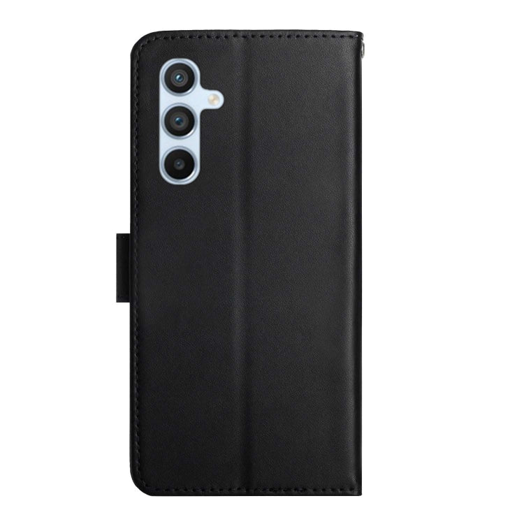 For Samsung Galaxy M55 5G HT02 Genuine Leather Fingerprint-proof Flip Phone Case(Black) - Galaxy Phone Cases by buy2fix | Online Shopping UK | buy2fix