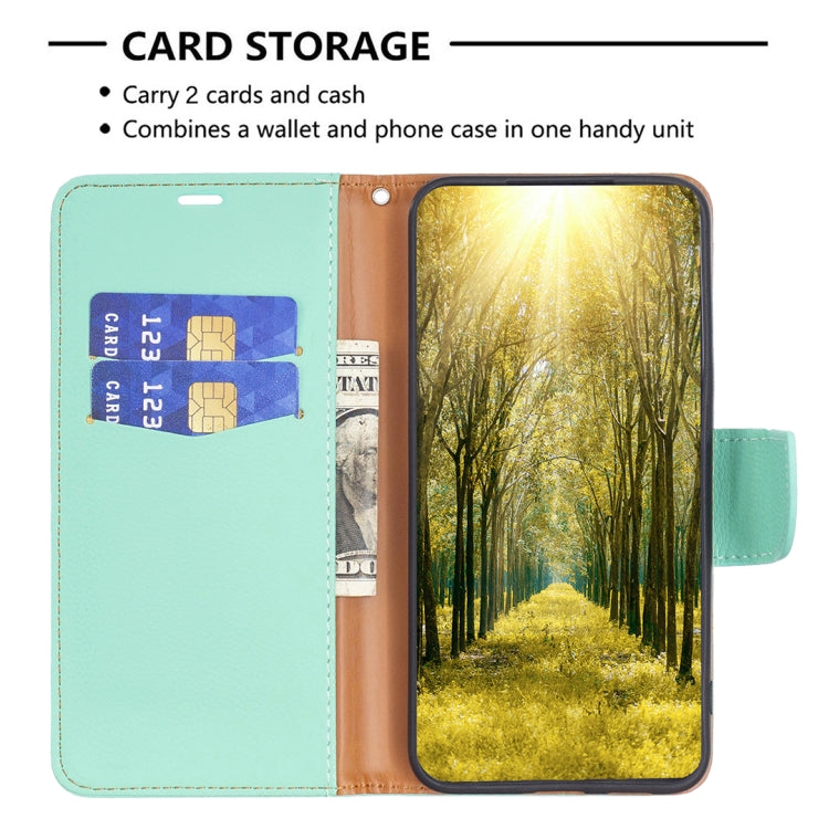 For Samsung Galaxy A35 Litchi Texture Pure Color Flip Leather Phone Case(Green) - Galaxy Phone Cases by buy2fix | Online Shopping UK | buy2fix