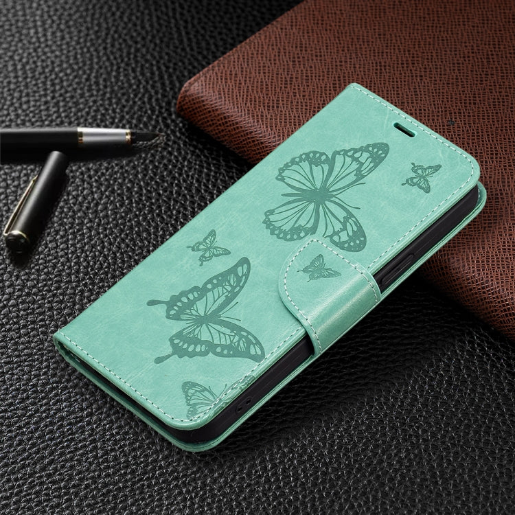 For Samsung Galaxy S24 Ultra 5G Embossing Two Butterflies Pattern Leather Phone Case(Green) - Galaxy S24 Ultra 5G Cases by buy2fix | Online Shopping UK | buy2fix