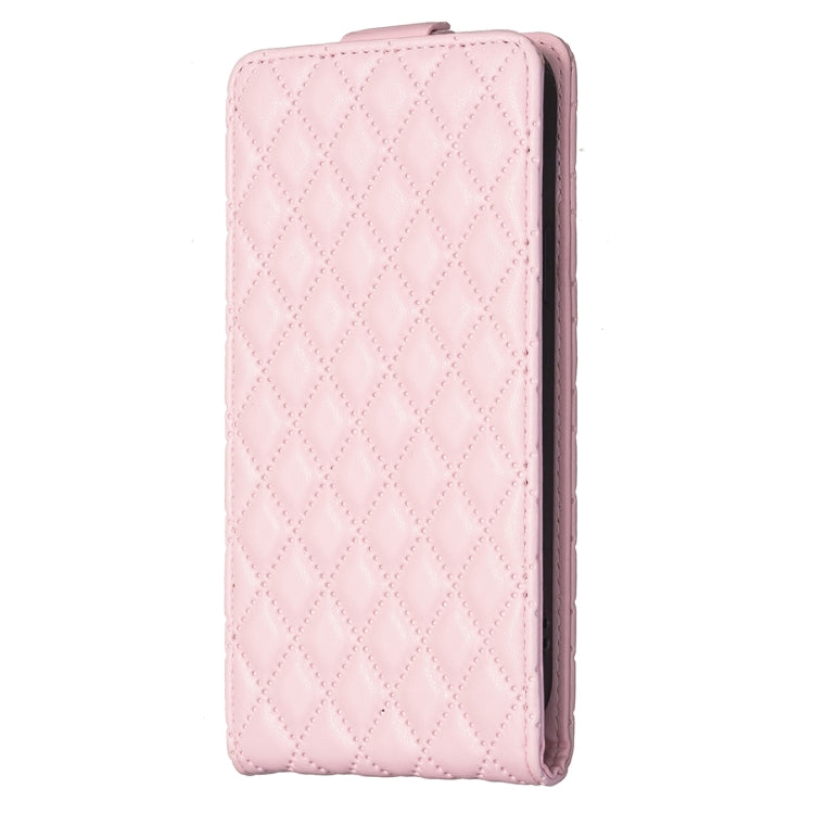 For iPhone 16 Pro Diamond Lattice Vertical Flip Leather Phone Case(Pink) - iPhone 16 Pro Cases by buy2fix | Online Shopping UK | buy2fix