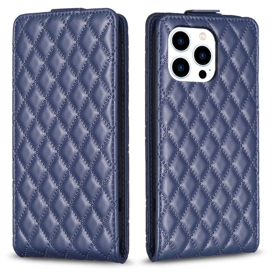 For iPhone 16 Pro Diamond Lattice Vertical Flip Leather Phone Case(Blue) - iPhone 16 Pro Cases by buy2fix | Online Shopping UK | buy2fix