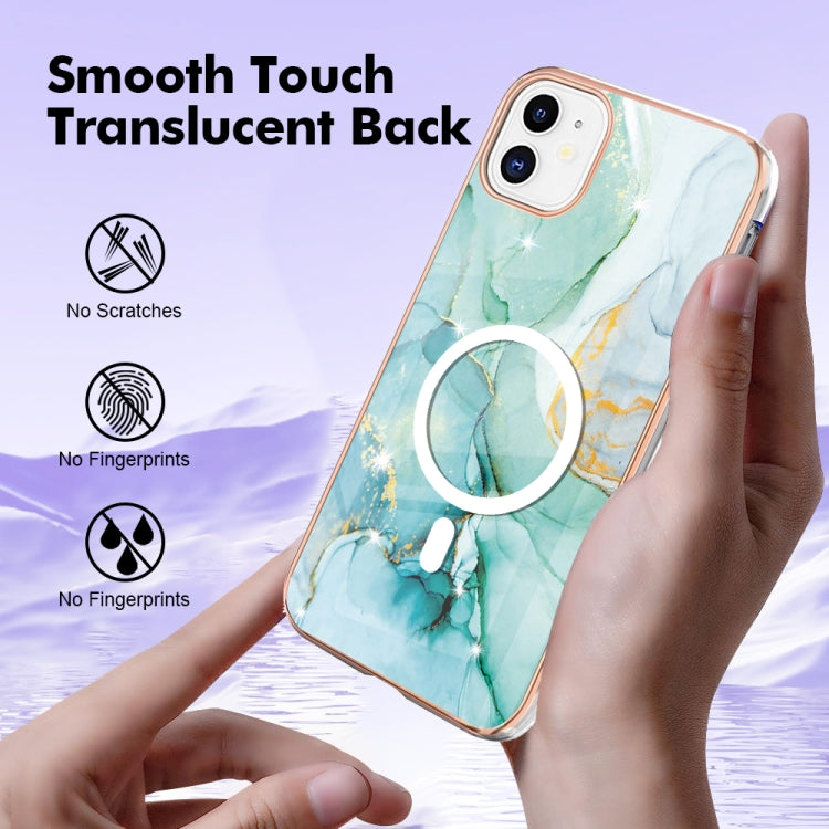 For iPhone 11 Marble Pattern Dual-side IMD Magsafe TPU Phone Case(Green 003) - iPhone 11 Cases by buy2fix | Online Shopping UK | buy2fix