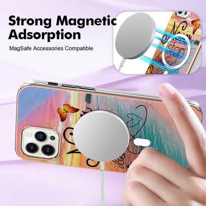 For iPhone 14 Pro Marble Pattern Dual-side IMD Magsafe TPU Phone Case(Dream Butterfly) - iPhone 14 Pro Cases by buy2fix | Online Shopping UK | buy2fix