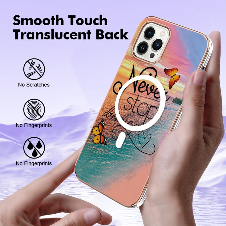 For iPhone 14 Pro Marble Pattern Dual-side IMD Magsafe TPU Phone Case(Dream Butterfly) - iPhone 14 Pro Cases by buy2fix | Online Shopping UK | buy2fix