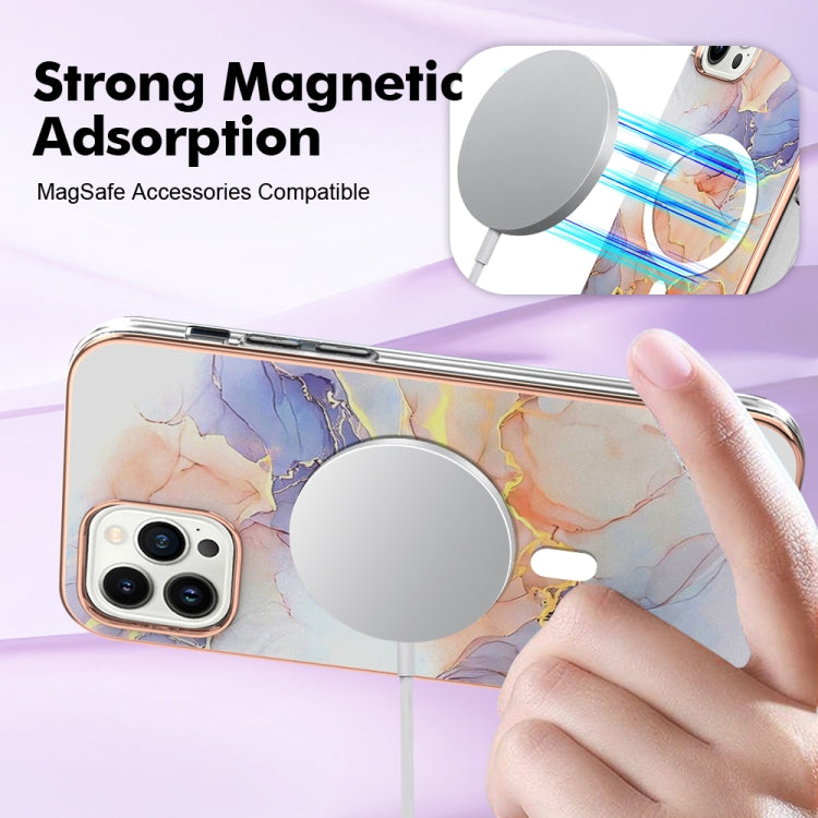 For iPhone 15 Pro Marble Pattern Dual-side IMD Magsafe TPU Phone Case(White Marble) - iPhone 15 Pro Cases by buy2fix | Online Shopping UK | buy2fix