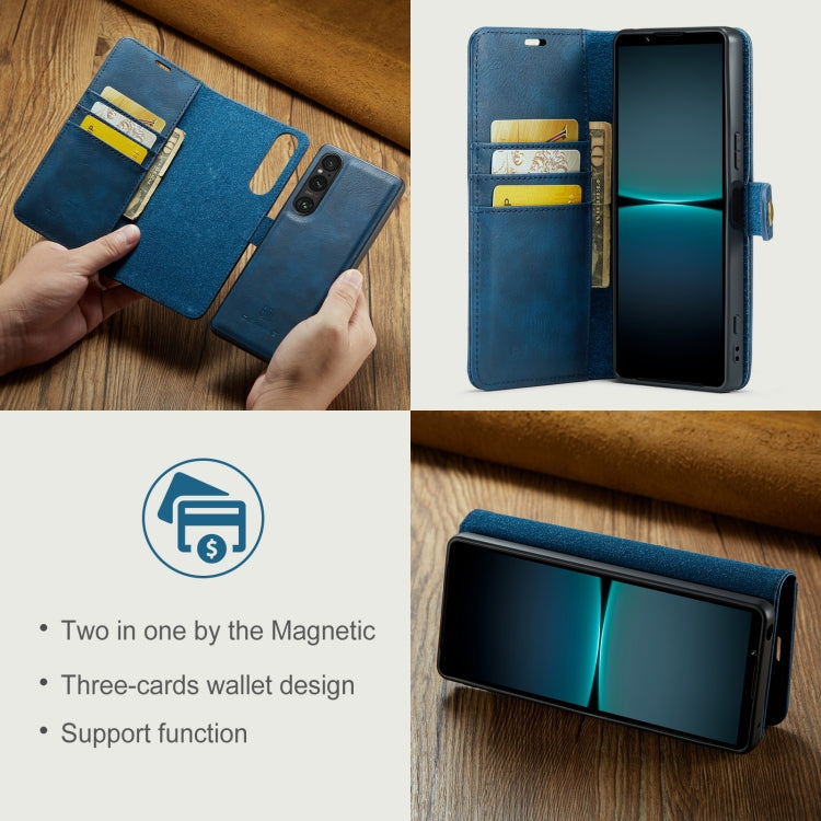 For Sony Xperia 1 VI DG.MING Crazy Horse Texture Detachable Magnetic Leather Phone Case(Blue) - Sony Cases by DG.MING | Online Shopping UK | buy2fix