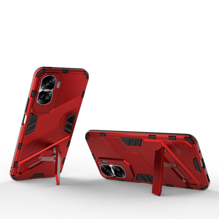 For Honor 90 Lite 5G Global Punk Armor 2 in 1 PC + TPU Phone Case with Holder(Red) - Honor Cases by buy2fix | Online Shopping UK | buy2fix