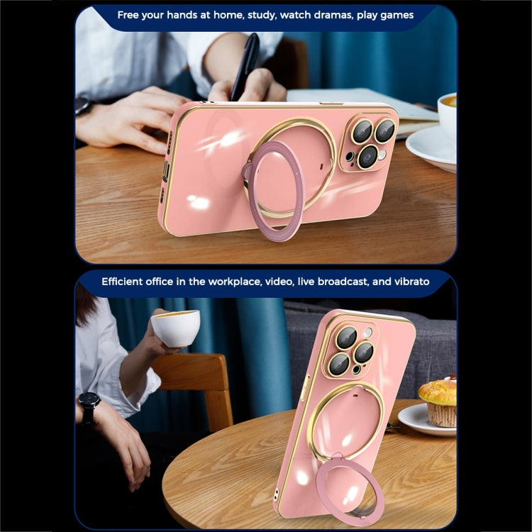 For iPhone XR Multifunction Electroplating MagSafe Holder Phone Case(Pink) - More iPhone Cases by buy2fix | Online Shopping UK | buy2fix