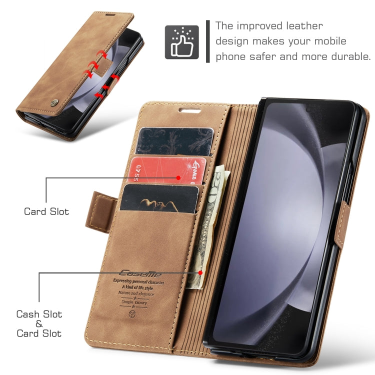 For Samsung Galaxy Z Fold5 CaseMe-013 Multifunctional Retro Frosted Leather Phone Case(Brown) - Galaxy Z Fold5 Cases by CaseMe | Online Shopping UK | buy2fix