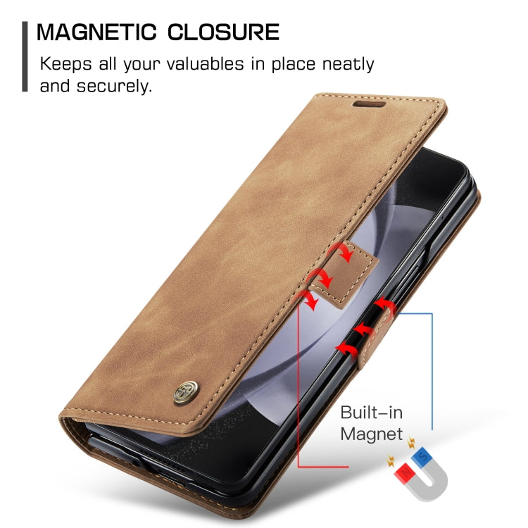 For Samsung Galaxy Z Fold5 CaseMe-013 Multifunctional Retro Frosted Leather Phone Case(Brown) - Galaxy Z Fold5 Cases by CaseMe | Online Shopping UK | buy2fix