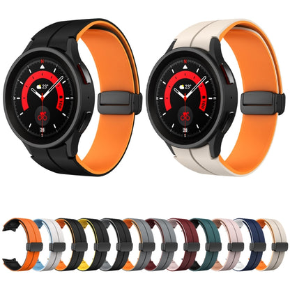 For Samsung Galaxy Watch 6 / 6 Classic Dual Color Magnetic Folding Buckle Silicone Watch Band(Grey+Orange) - Watch Bands by buy2fix | Online Shopping UK | buy2fix