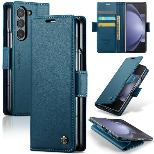 For Samsung Galaxy Z Fold5 CaseMe 023 Butterfly Buckle Litchi Texture RFID Anti-theft Leather Phone Case(Blue) - Galaxy Z Fold5 Cases by CaseMe | Online Shopping UK | buy2fix