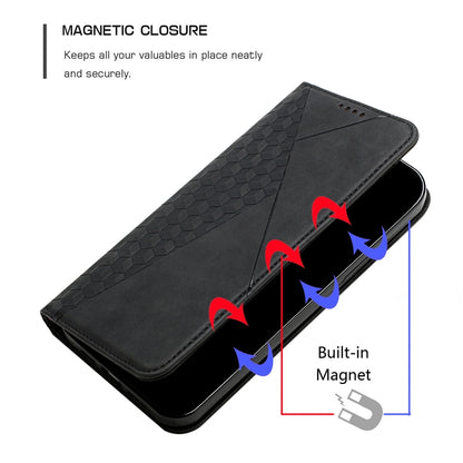 ForSamsung Galaxy S24 Ultra Diamond Splicing Skin Feel Magnetic Leather Phone Case(Black) - Galaxy S24 Ultra 5G Cases by buy2fix | Online Shopping UK | buy2fix