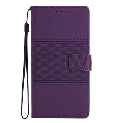 For iPhone 16 Plus Diamond Embossed Skin Feel Leather Phone Case(Purple) - iPhone 16 Plus Cases by buy2fix | Online Shopping UK | buy2fix