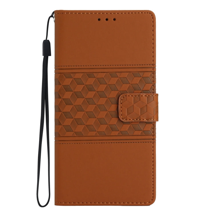 For iPhone 16 Pro Diamond Embossed Skin Feel Leather Phone Case(Brown) - iPhone 16 Pro Cases by buy2fix | Online Shopping UK | buy2fix