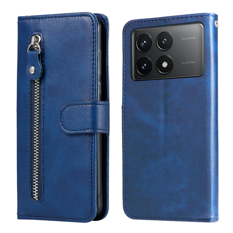 For Xiaomi Redmi K70 / K70 Pro Fashion Calf Texture Zipper Leather Phone Case(Blue) - K70 Pro Cases by buy2fix | Online Shopping UK | buy2fix