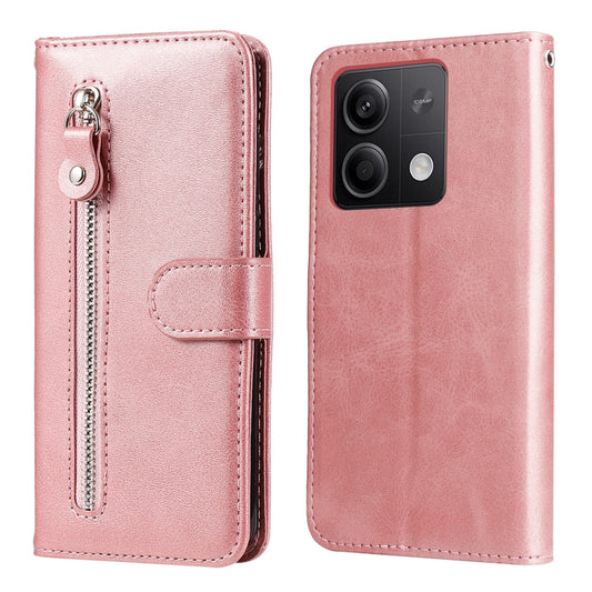 For Xiaomi Redmi Note13 5G Global Fashion Calf Texture Zipper Leather Phone Case(Rose Gold) - Note 13 Cases by buy2fix | Online Shopping UK | buy2fix