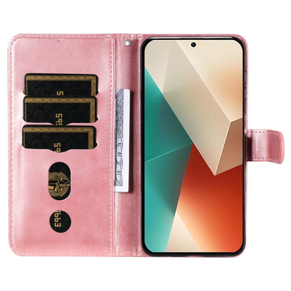 For Xiaomi Redmi Note13 5G Global Fashion Calf Texture Zipper Leather Phone Case(Rose Gold) - Note 13 Cases by buy2fix | Online Shopping UK | buy2fix