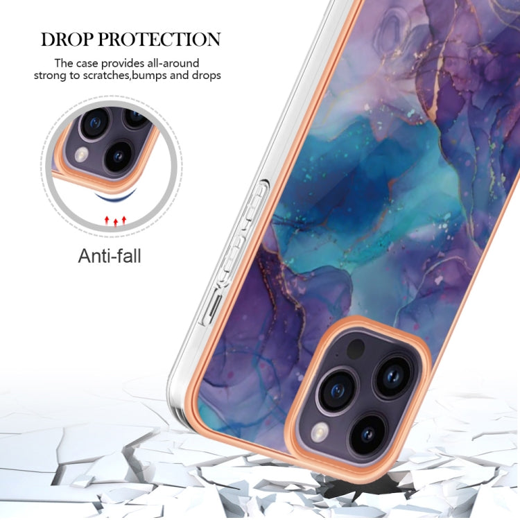 For iPhone 16 Pro Electroplating Marble Dual-side IMD Phone Case(Purple 016) - iPhone 16 Pro Cases by buy2fix | Online Shopping UK | buy2fix