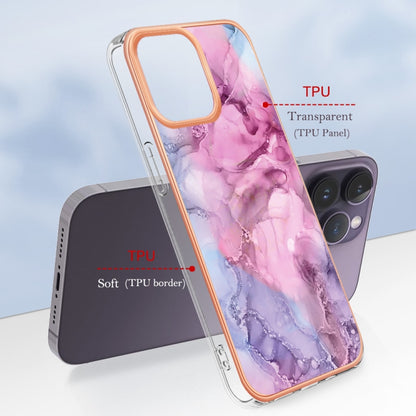 For iPhone 16 Pro Electroplating Marble Dual-side IMD Phone Case(Pink 013) - iPhone 16 Pro Cases by buy2fix | Online Shopping UK | buy2fix