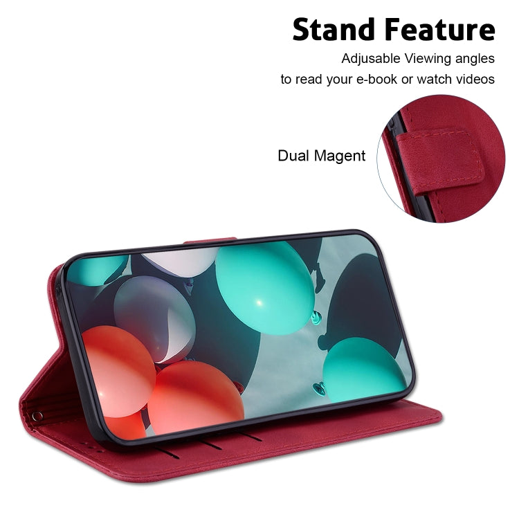 For iPhone 16 Pro Max Seven-shaped Embossed Leather Phone Case(Red) - iPhone 16 Pro Max Cases by buy2fix | Online Shopping UK | buy2fix